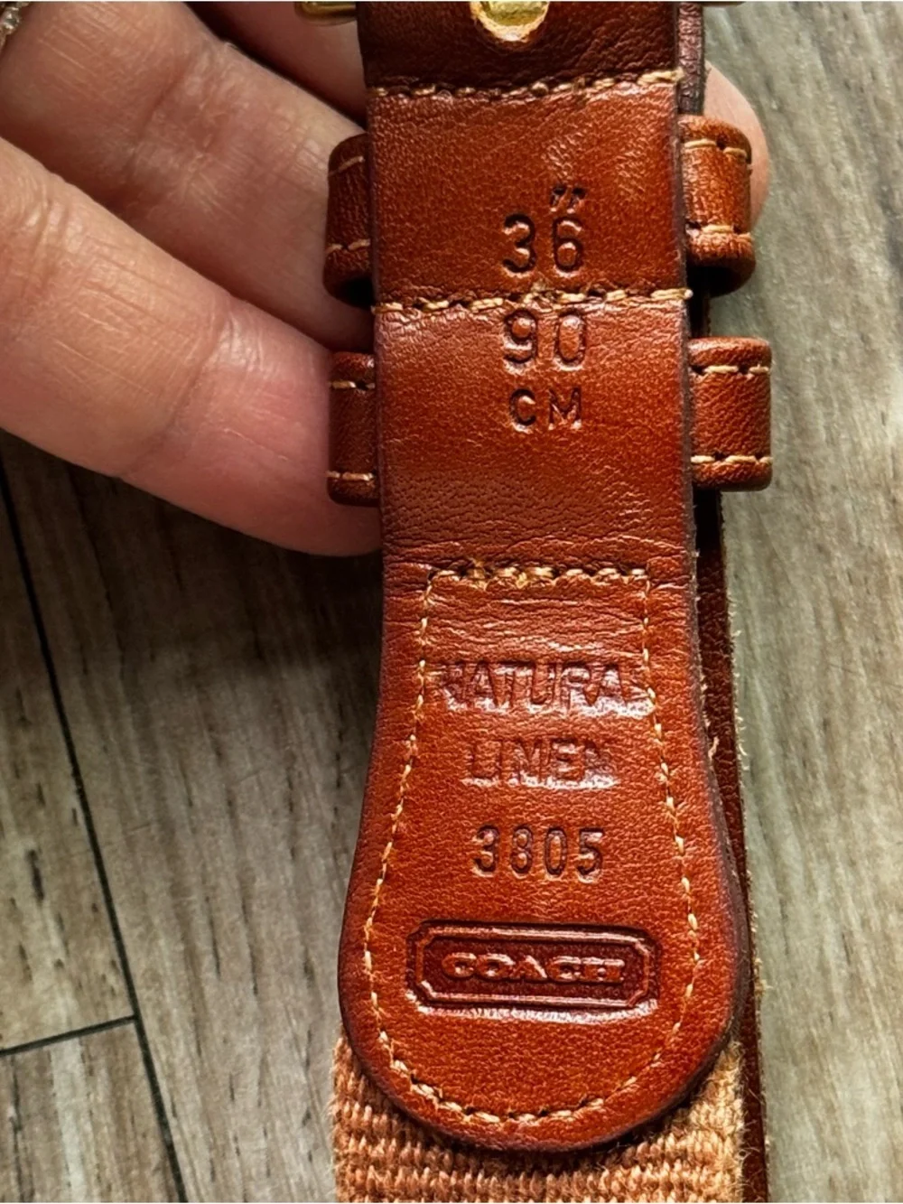 Coach Vintage brown Twill & Brown Leather Belt 36